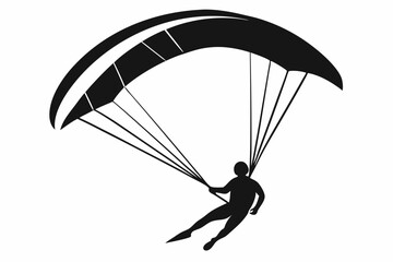 paraglider line art silhouette vector illustration
