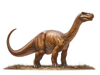 Obraz premium Majestic dinosaur character standing proudly against a clean white background for artistic illustration and design use