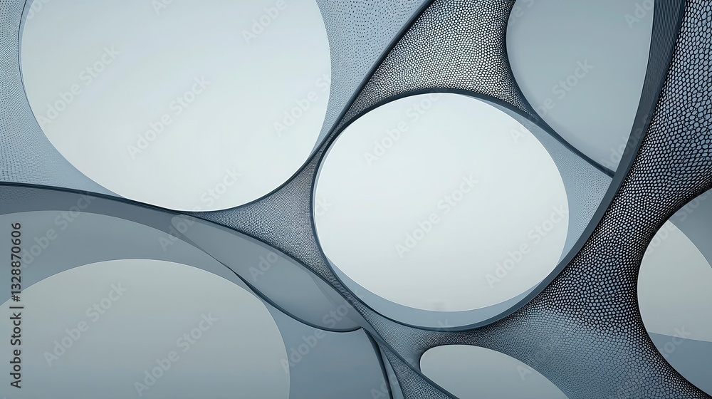 Poster abstract grey background with overlapping circles and textured lines, creating a modern and elegant 