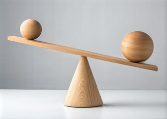 Wooden Balance Scale Illustrates Equilibrium and Inequality