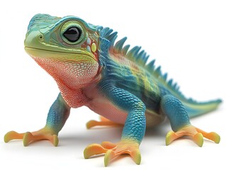 Fototapeta premium Colorful lizard with intricate patterns and textures isolated on a clean white background for educational purposes