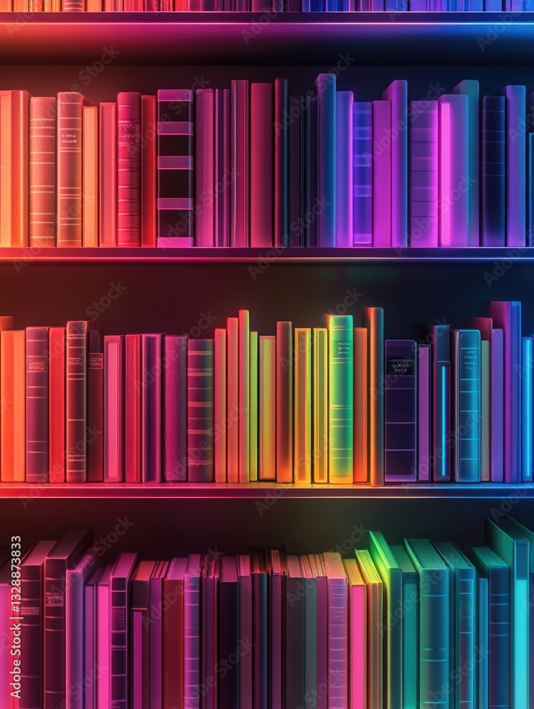 Poster A bookshelf filled with lots of books, great for use in offices or libraries