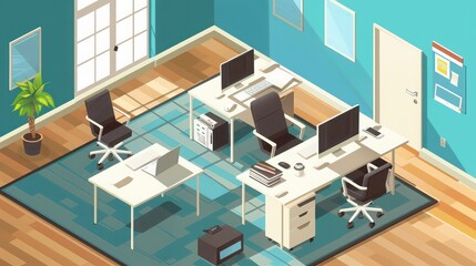 Naklejka premium Virtual team management in a remote office setup --ar