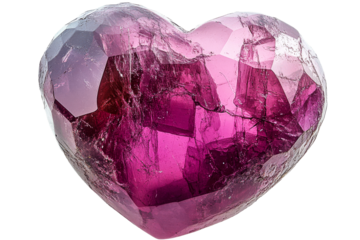 Heart shaped purple gem on transparent background