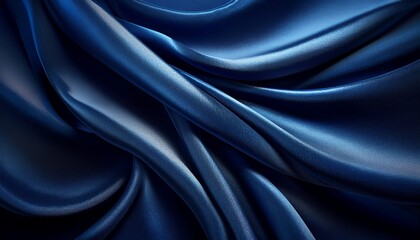 Obraz premium Deep navy blue velvet fabric folds, with subtle lighting emphasizing its rich texture and luxurious feel