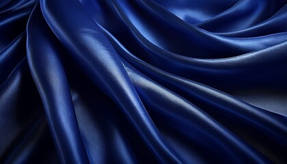 Fototapeta premium Deep navy blue velvet fabric folds, with subtle lighting emphasizing its rich texture and luxurious feel
