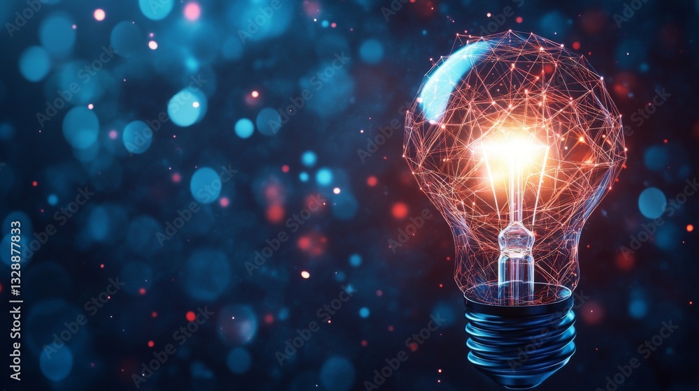 Aufkleber a high-resolution image of a light bulb with a glowing filament, symbolizing a bright new idea or br