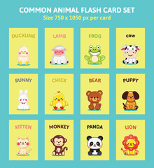 Common Cute Animal Flash Card Set