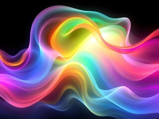 Obraz premium Abstract Colorful Wavy Smoke Art Background. Vibrant Glowing Waves, Smooth Flowing Design Element, Modern Wallpaper, Digital Illustration.