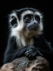 Obraz premium Serene Primate Sitting on a Rock