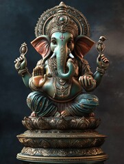 A sculpture of an elephant sitting on a table, suitable for decorative purposes