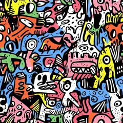 Graffiti doodle seamless pattern for background texture textile fabric