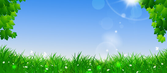 Fototapeta premium warm emotions laying on the green fresh grass
