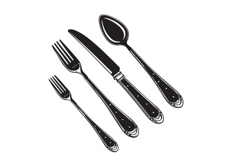 Fototapeta premium Fork Spoon Knife Cutlery vector Illustration design