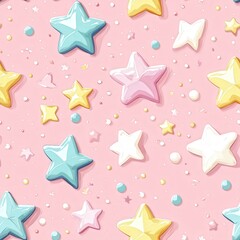 Star illustration in pastel color seamless pattern for background texture textile fabric