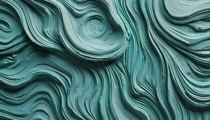 Obraz premium Teal and White Wave: Abstract Pattern with Sculpted Relief and Subtle Contours