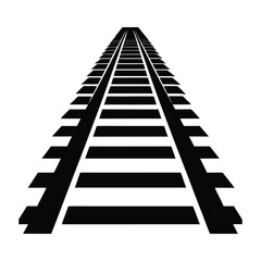 Railway Track Vector silhouette isolated on white background