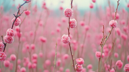 Blossoming pink flowers create serene and beautiful landscape