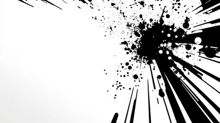 Abstract ink splatter background with dynamic black patterns and textures