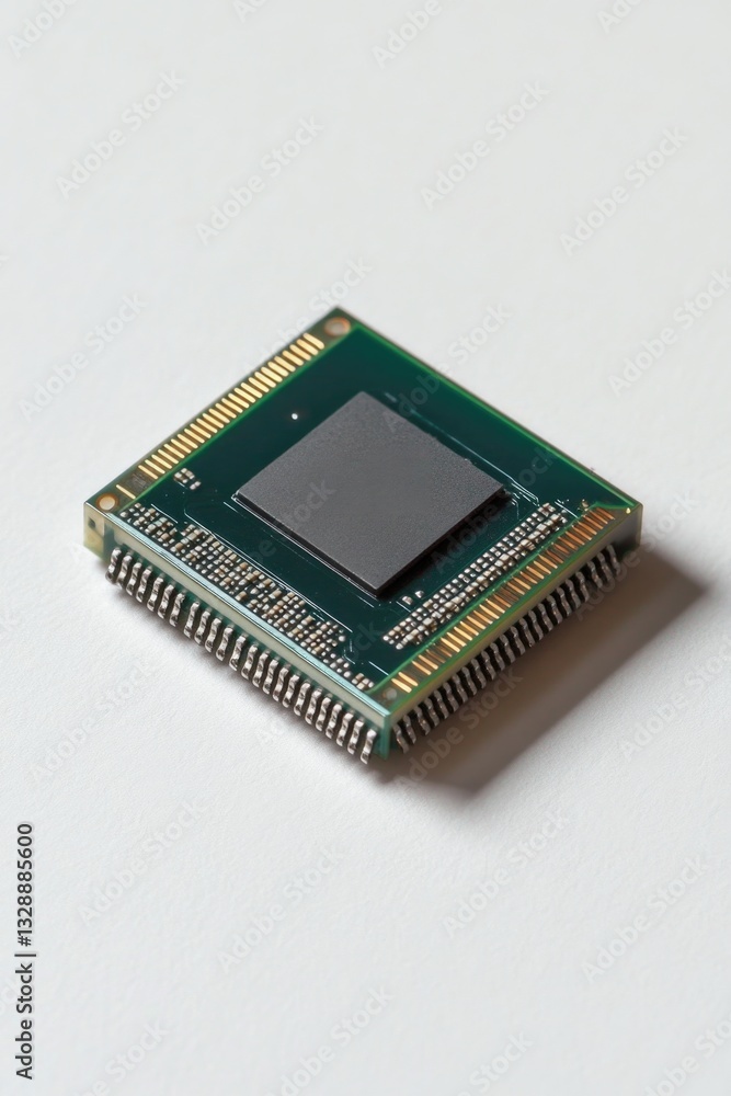 Aufkleber Detailed view of a central processing unit microchip on a white background