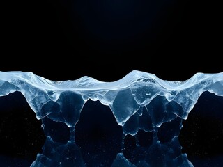 Obraz premium Abstract Ice Formation Against Black Background Cool Textures, Melting Ice, Frozen Water Droplets, Frost, Winter Elements, Cold