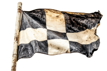 Black and white checkered flag waving in the wind