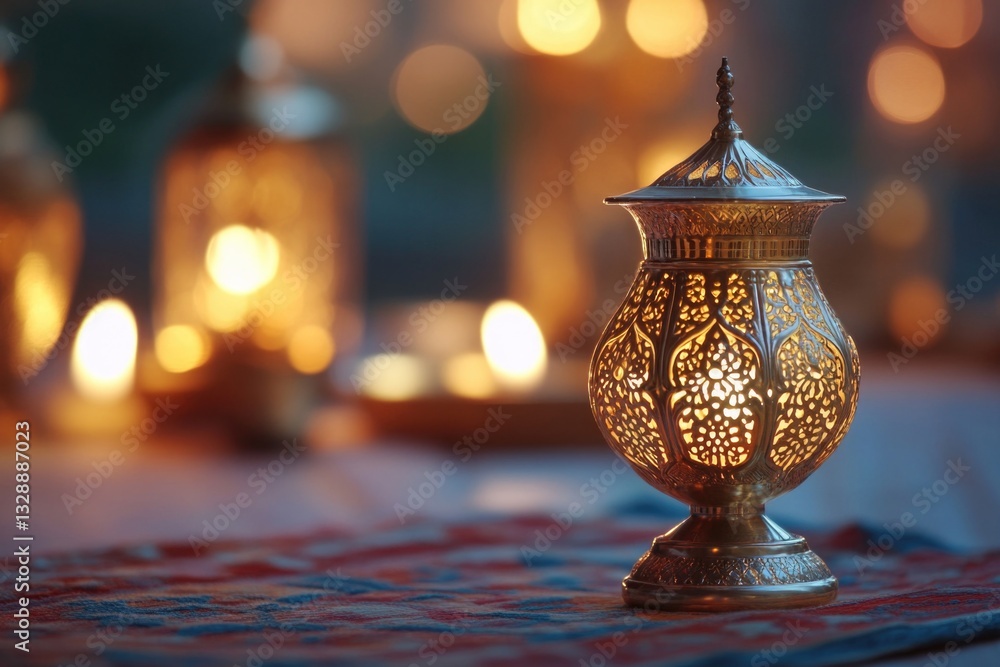 Poster A single candle sits on a wooden table with a simple yet elegant design