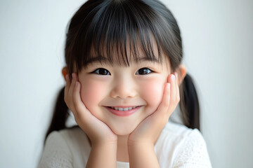 かわいらしく微笑む女の子（笑う・子供・日本人・アジア）
