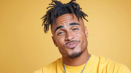 Man winking playfully, one eyebrow raised in a cheeky expression