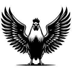 Silhouette of a rooster flapping its wings © Breck