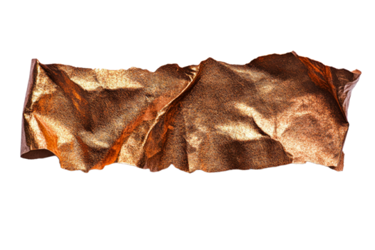 Crumpled metallic fabric with transparent background