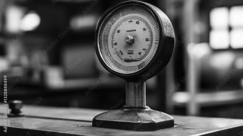 Poster a classic black clock sitting on a wooden table, perfect for use in home decor or design projects