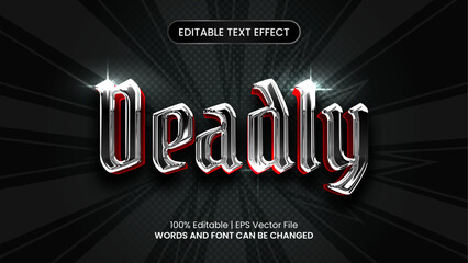 Deadly modern comic style 3d editable text effect graphic style