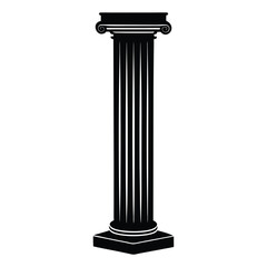 Greek architecture column silhouette isolated on white background