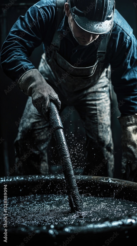 Aufkleber a worker is using a pipe on a construction site, useful for building or industrial projects