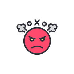 Angry face colored icons, minimalist vector illustration ,simple transparent graphic element .Isolated on white background