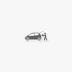 Curbside pickup glyph icon sticker isolated on gray background