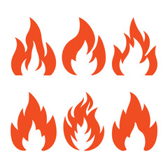 Set of Fire red icon, Fire flame icons design, Fire symbol set