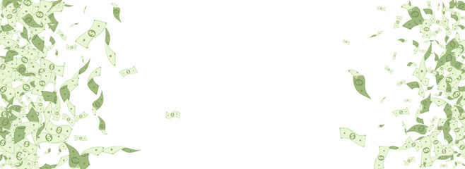 Fototapeta premium Green Cash Vector White Panoramic Background.