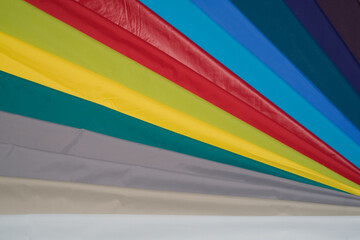 Vibrant Rainbow Fabric Strips in Various Colors and Shades