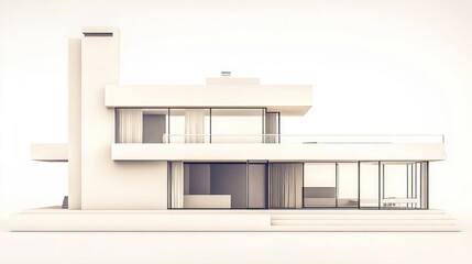 Modern minimalist house architectural model rendering.