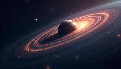 Obraz premium An artistic interpretation of the solar system with planets orbiting dynamically amidst a swirling galactic backdrop, exuding cosmic wonder, Planets in space, illustration, created with generative ai