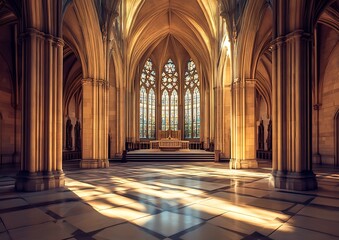 A beautiful fantasy interior of an empty throne room, with a marble floor featuring intricate patterns and silver trim	
