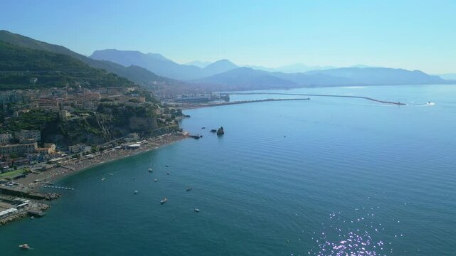 The Two Brothers, Symbol of Vietri sul Mare are the Two Brothers (Due Fratelli), two large rocks. Vietri sul Mare, Salerno, Italy. Vietri sul mare beautiful view of beaches, Amalfi Coast