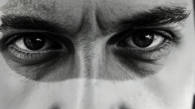 Intense Stare: A Detailed Charcoal Drawing of Piercing Eyes and Defined Eyebrows