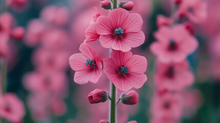 Obraz premium Delicate pink flowers with soft petals against blurred background