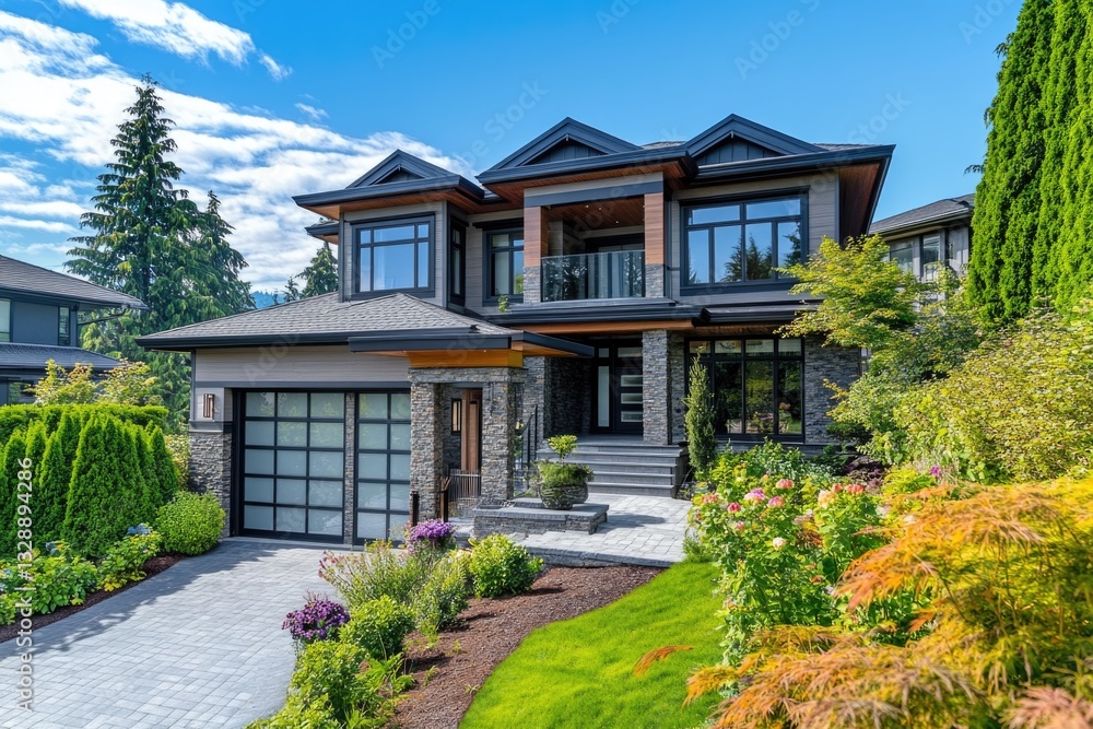 Poster a large house with many windows and a classic design