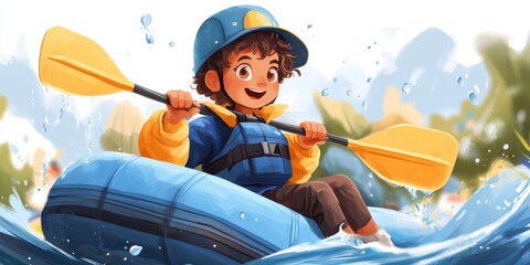 Obraz premium River Rafting Adventure Banner