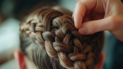 A close-up shot of a person with a braided hairstyle, great for beauty or fashion photography