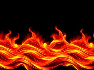Abstract Burning Flames Border Design Red and Orange Fire on Black Background, Fire Texture, PNG, Flame Graphics, Digital Art.